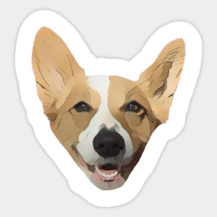 Cute Smiling Corgi Dog Head Design Sticker